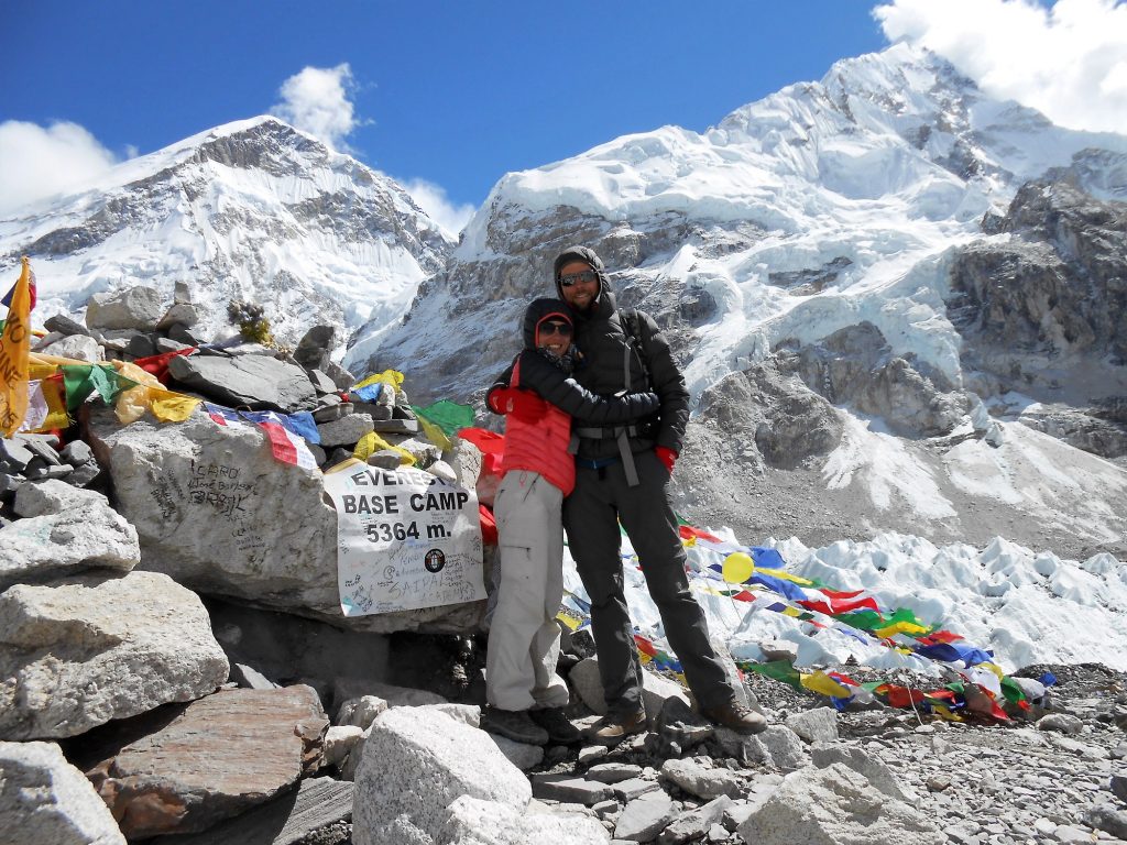 couple standing at Everest Base Camp