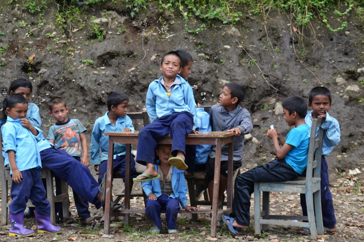 Children playing in remote village nepal